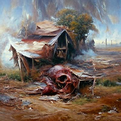 Death Blight Landscape in Oil Painting Style