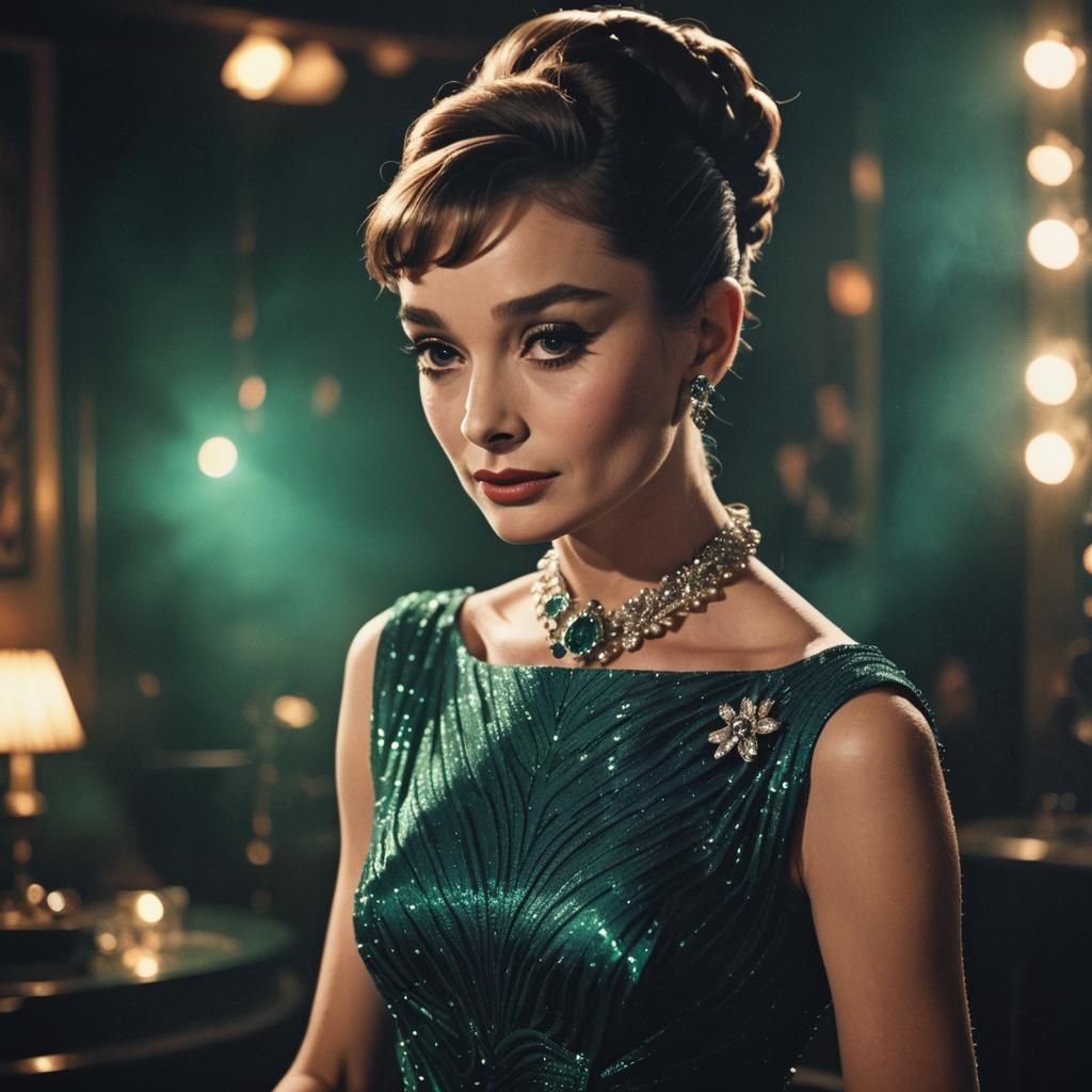 Audrey Hepburn in Film Noir Style Portrait