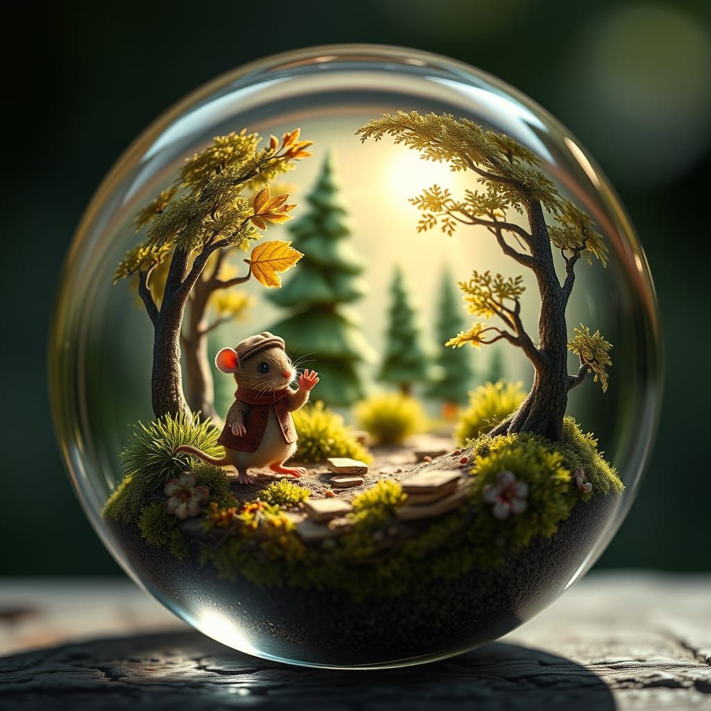 Glass Marble Forest with Waving Mouse