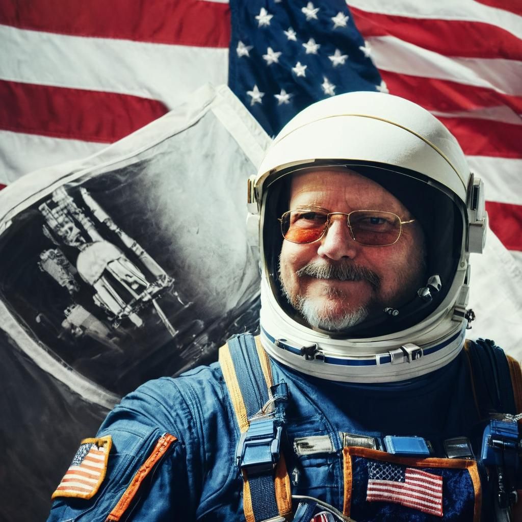 Dramatic Astronaut Portrait with American Flag