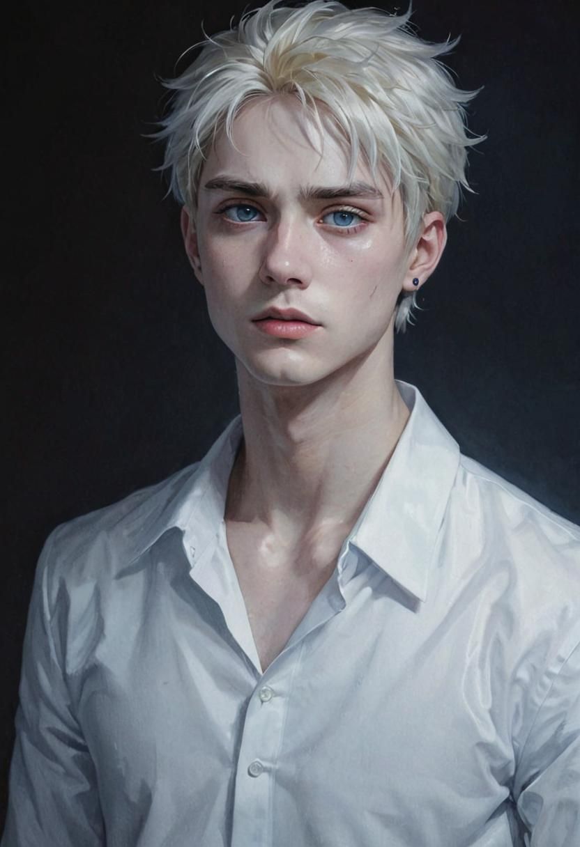 Young Man in Black Suit: Dark Fantasy Illustration