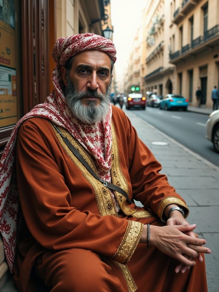 Elegant Egyptian Sage in Luxurious Attire