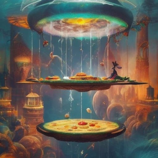 Magical Levitating Feast of Whimsical Foods