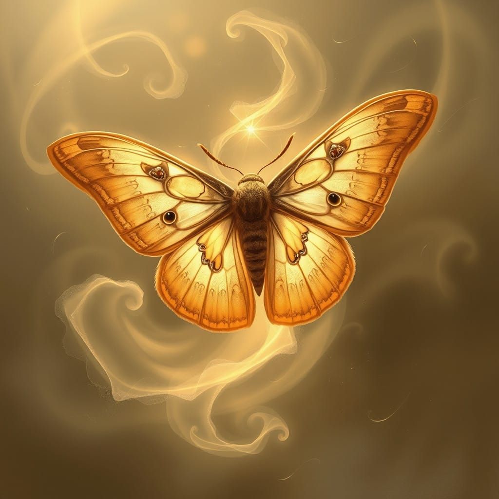 Mystical Moth Emerges from Enchanted Mist