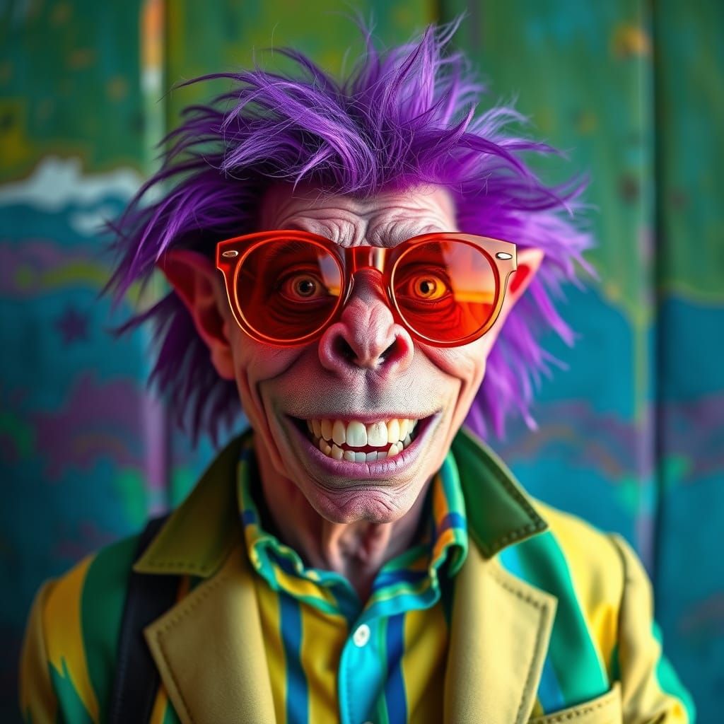 Humorous Monster Spreading Laughter in a Colorful World