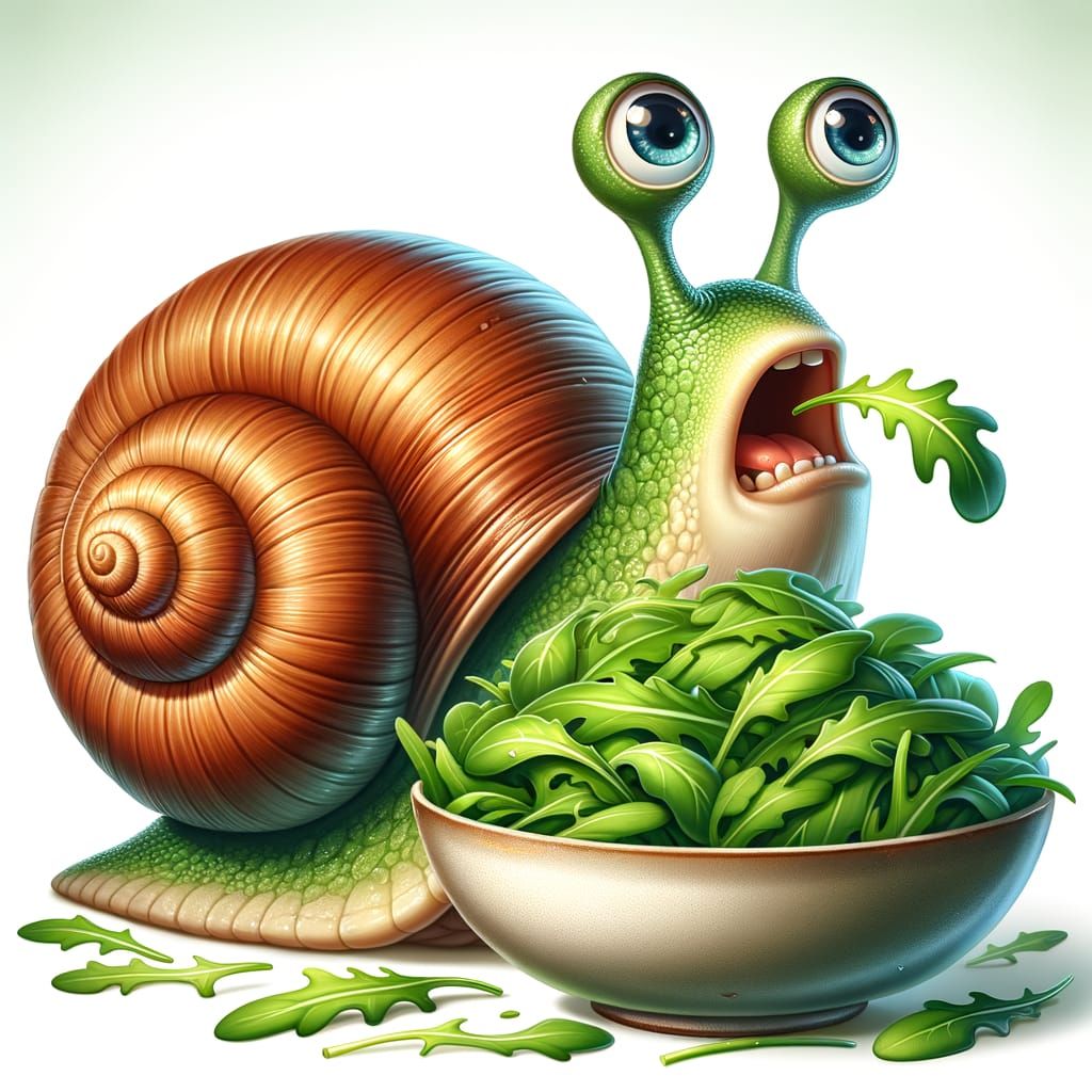 Fantasy Snail Amazed by Rucola Feast