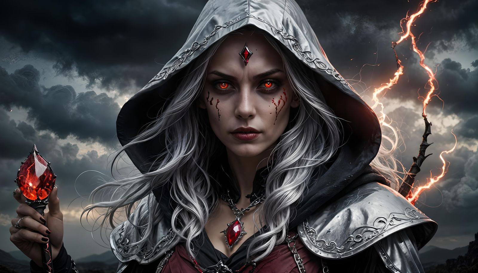 Silver Hooded Soul Hunter Portrait in Hyperrealism