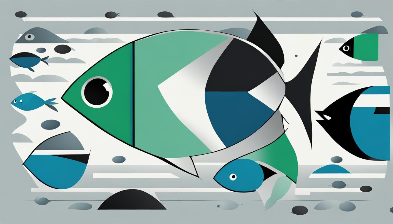 Geometric Minimalist Fish Swimming in the Ocean