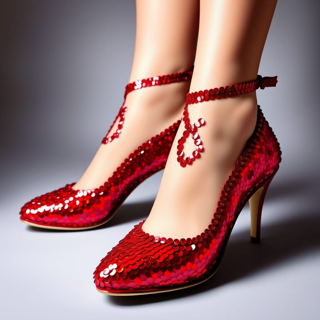 Sequin Ruby Slippers Inspired by Surrealist Grandeur