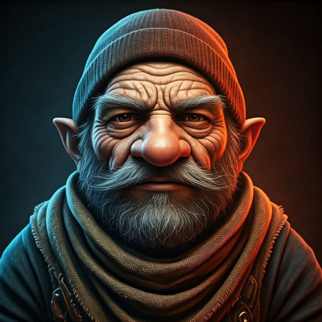 Gnome Alchemist Portrait in Earthy, Moody Hues