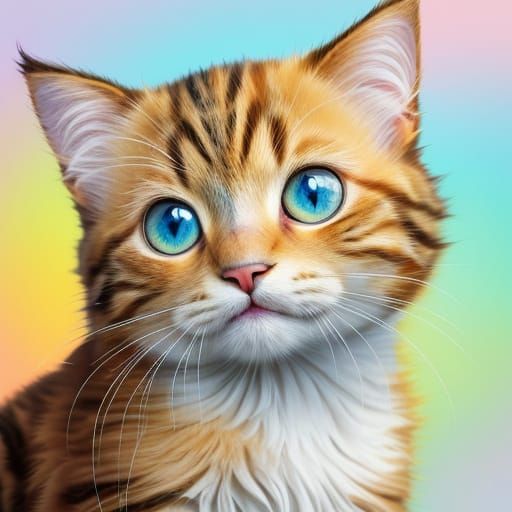 Adorable Cat Portrait in Digital Painting Style