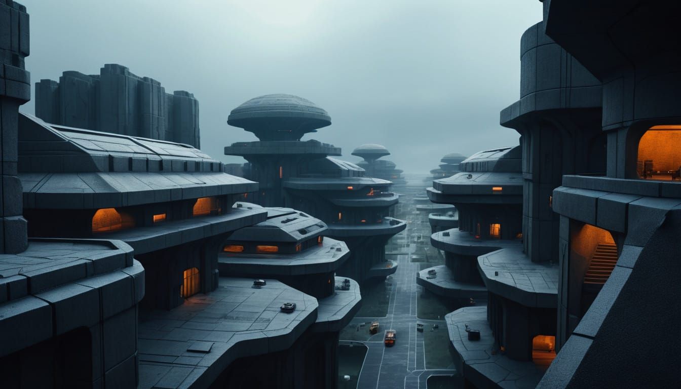 Futuristic Brutalist Metropolis