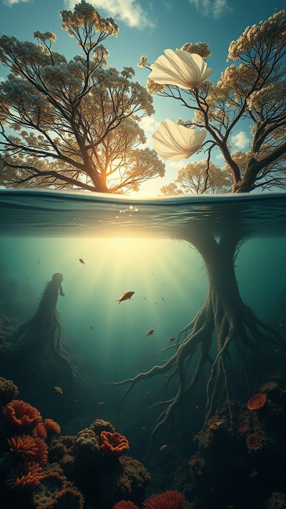 Underwater Dreamscape Meets Ethereal Skies in Cinematic Spli...
