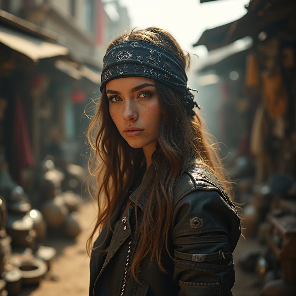 Cyberpunk Female Bandit in Dustbowl Market