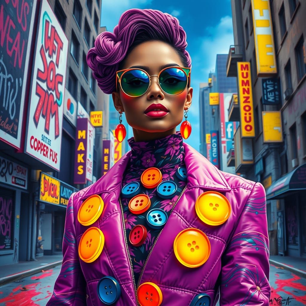 Glowing Neon Haute Couture Fashion in Urban Decay