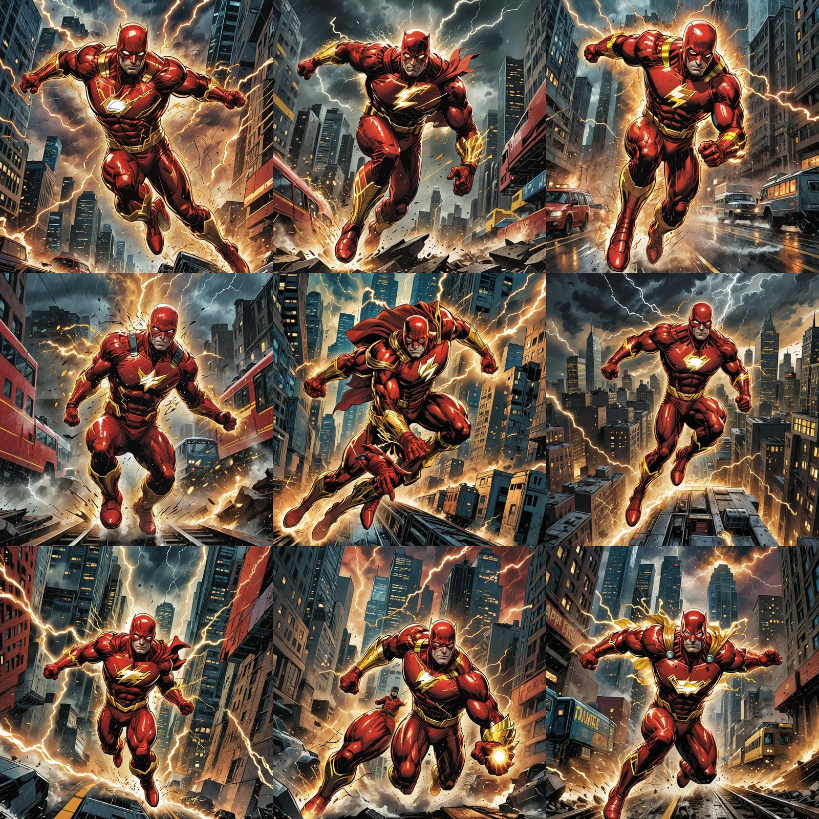 Superhero Evading Danger in Comic Book Style