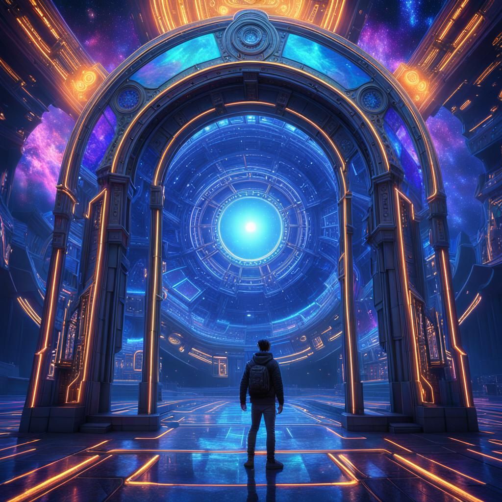 Neon-Gothic Portal Opens to Cosmic Dreamscape