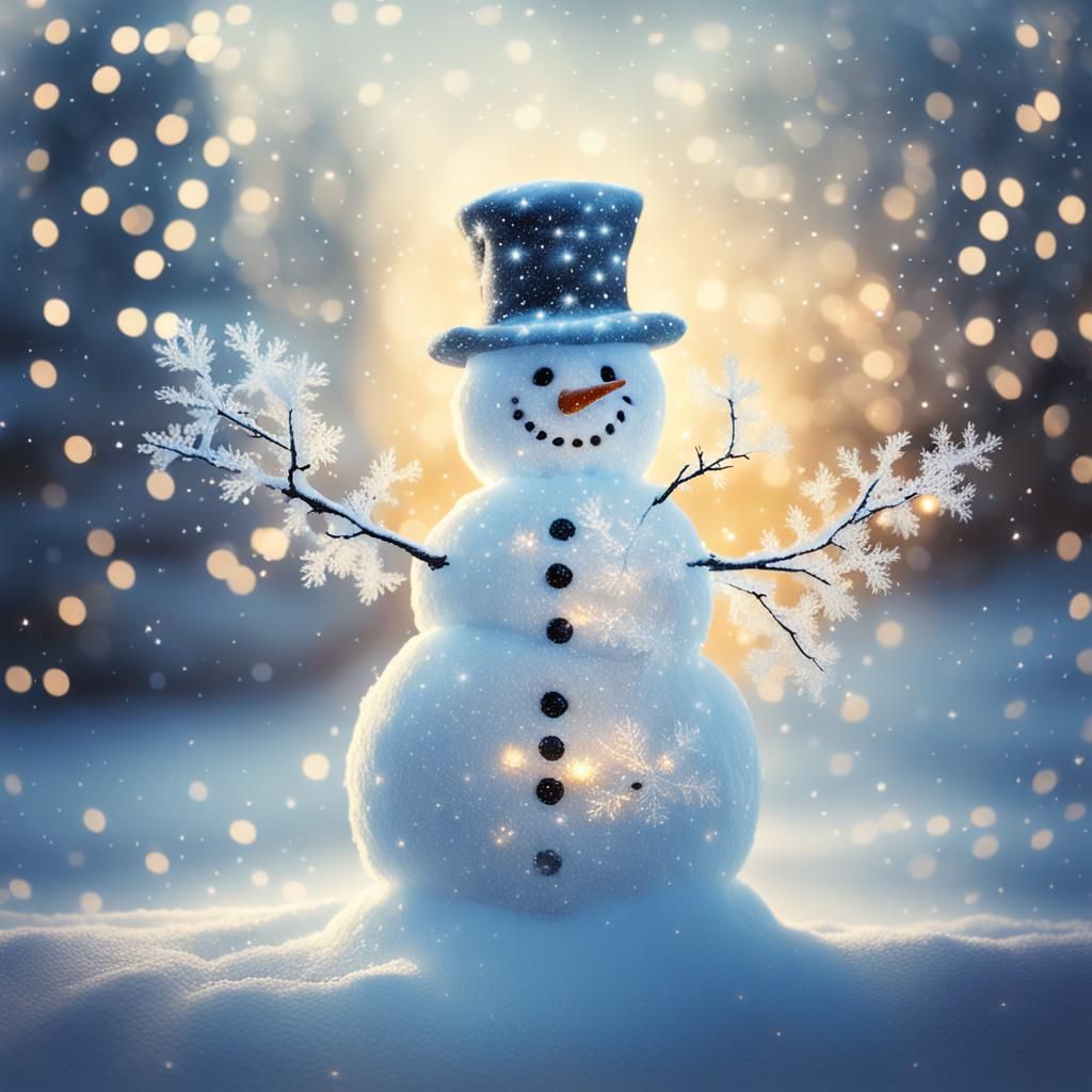 Ethereal Snowman Double Exposure Winter Wonderland