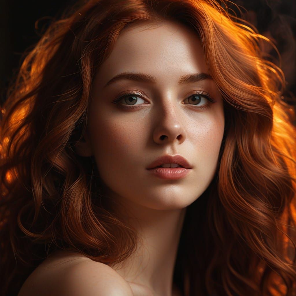 Glamorous Woman in Smoky Room - Hyperrealistic Portrait