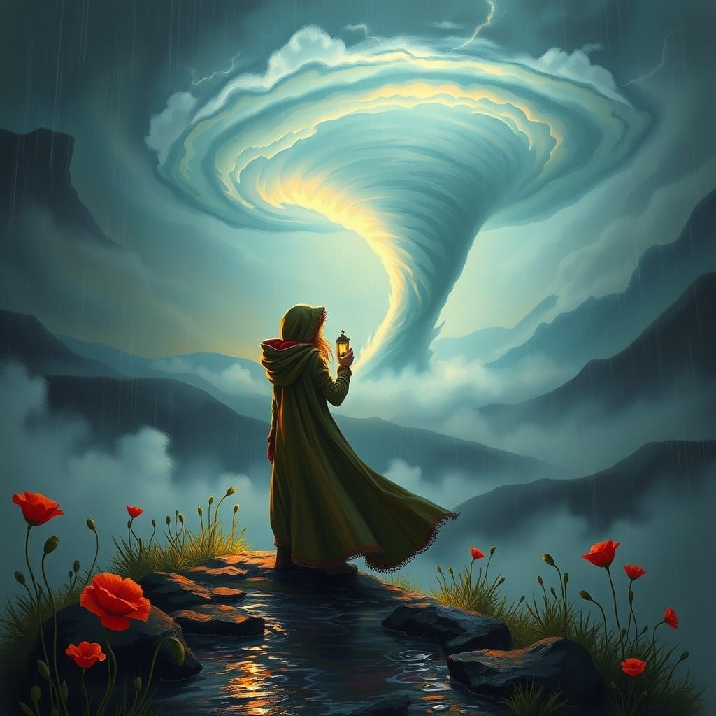 Ethereal Landscape Unveils Tornado's Fury in Dreamy, Romanti...