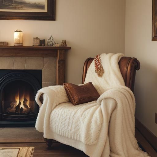 Cozy Reading Scene with Coffee and Fireplace
