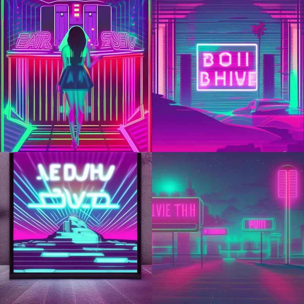 Ethereal Synthwave Landscape in Neon Retro Style