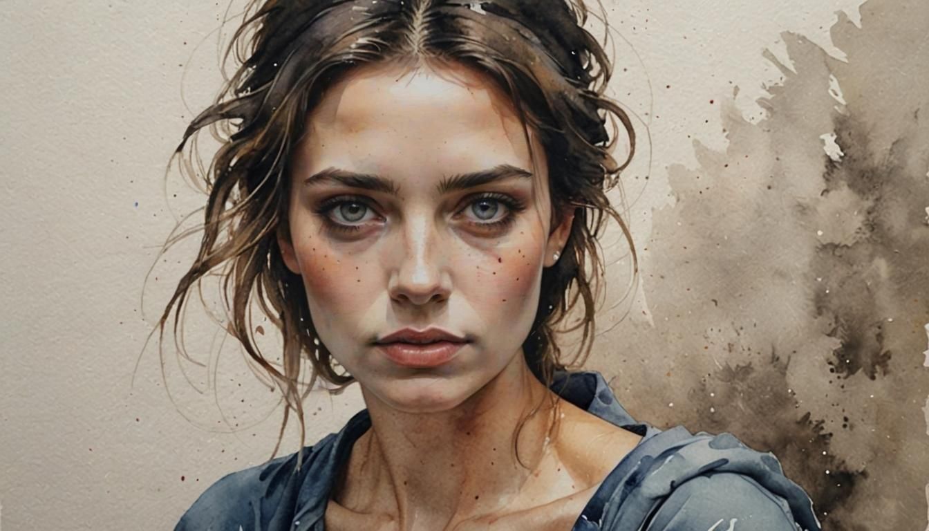 Watercolor Portrait of Woman by Marcos Beccari