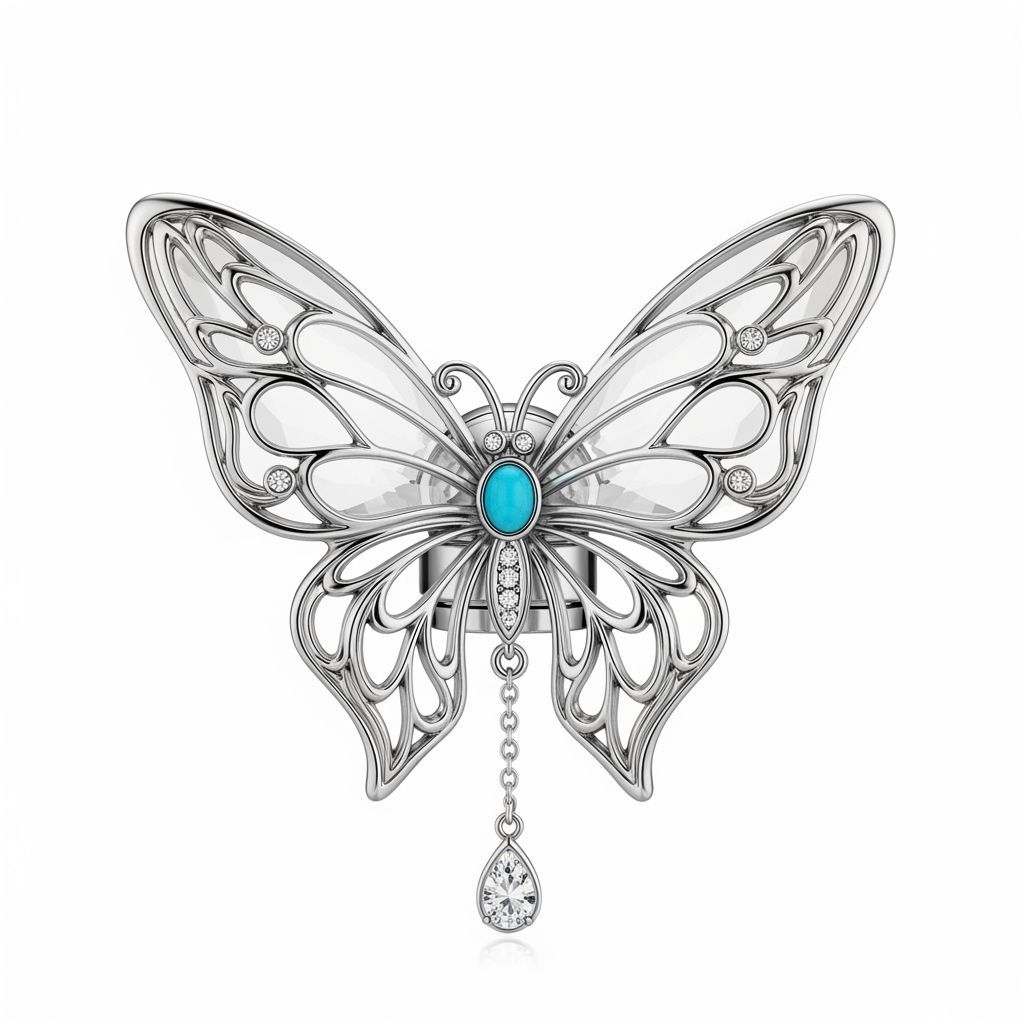 Elegant Butterfly Perfume Cap in Art Nouveau Style