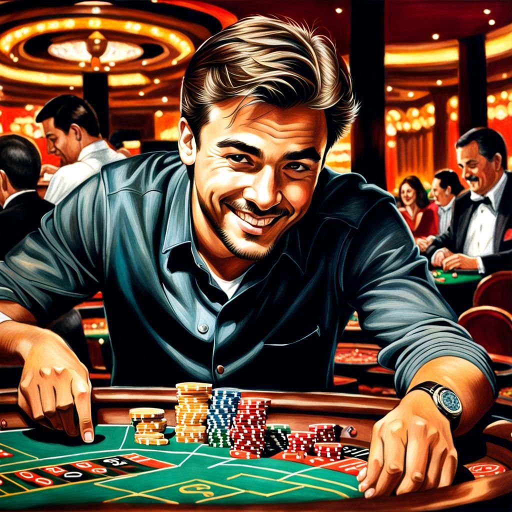 Roulette Winner Drawn with Color Pencil and Chiaroscuro