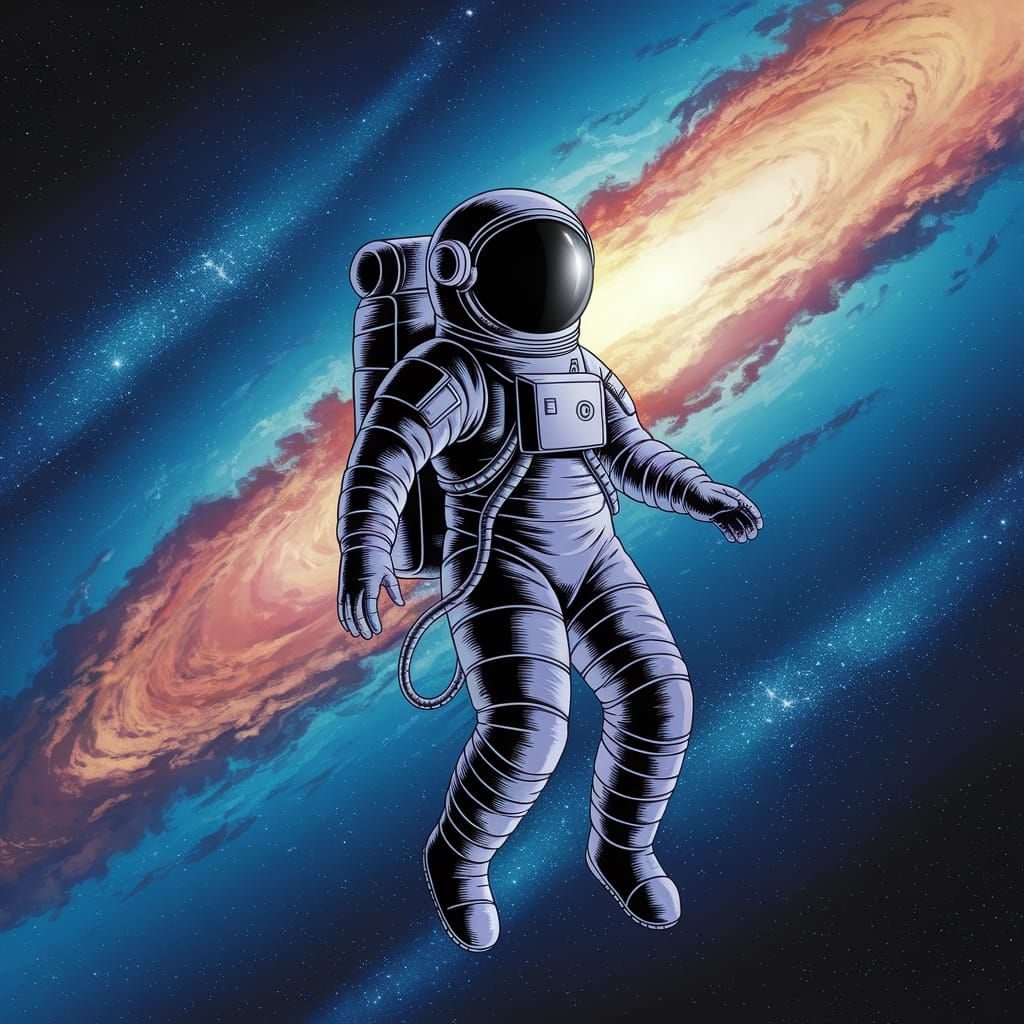 astronaut in space, Studio Ghibli, Anime Key Visual, by Mako...