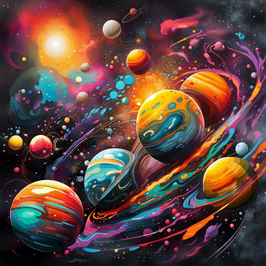 Colorful Graffiti Art of the Solar System
