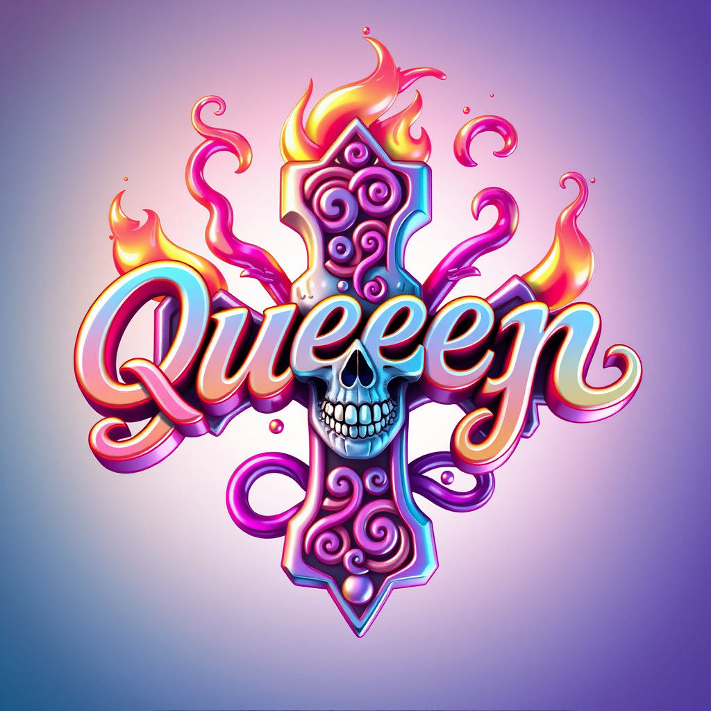 Queen Savage Candy Logo with Skull and Flames