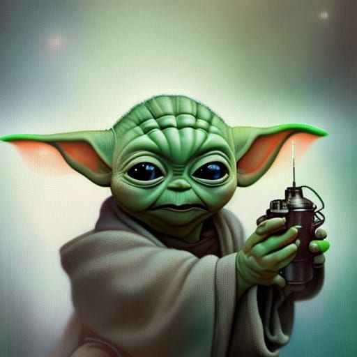 Baby Yoda at the Disco: Hyperdetailed Portrait