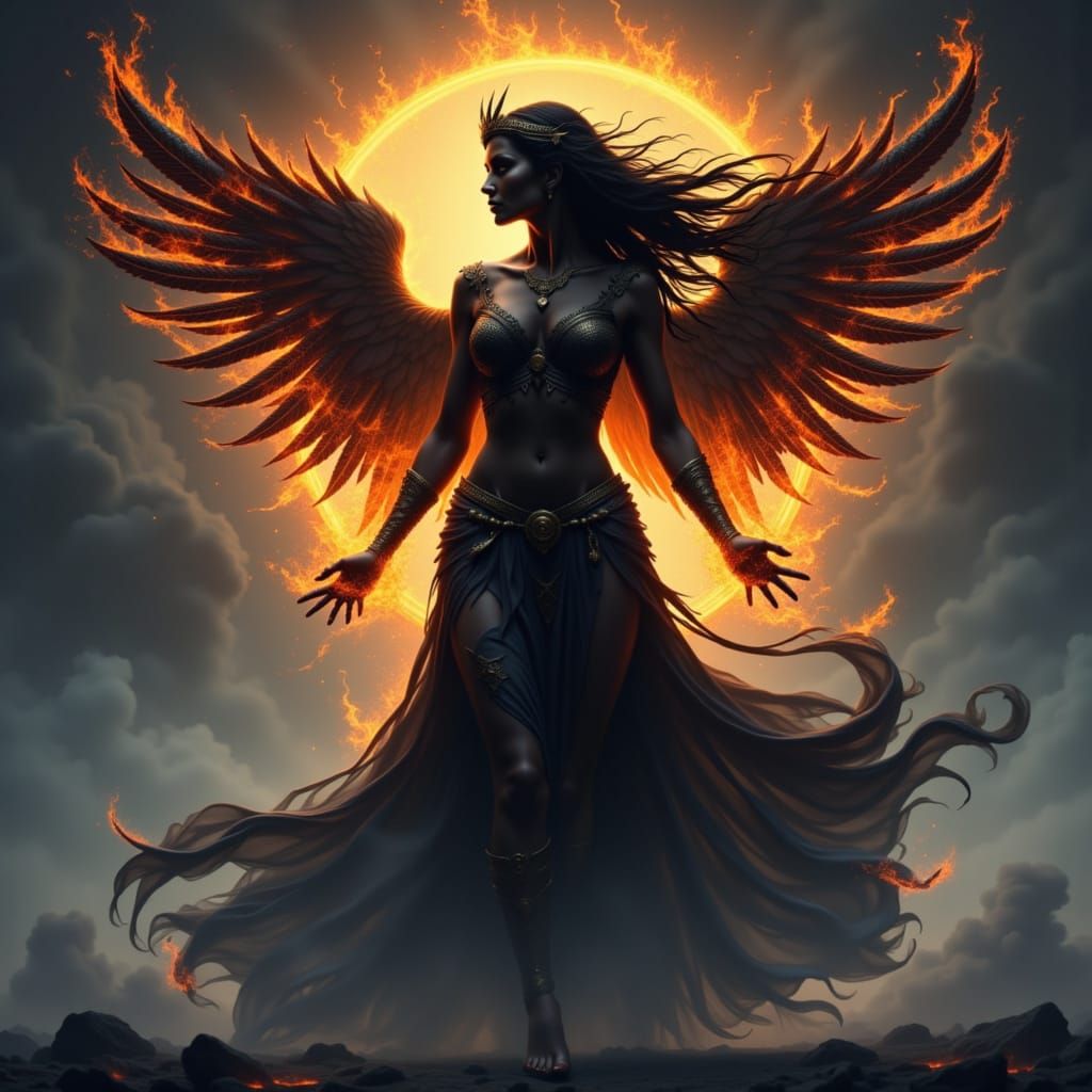 Shadow and Flame Goddess Digital Art