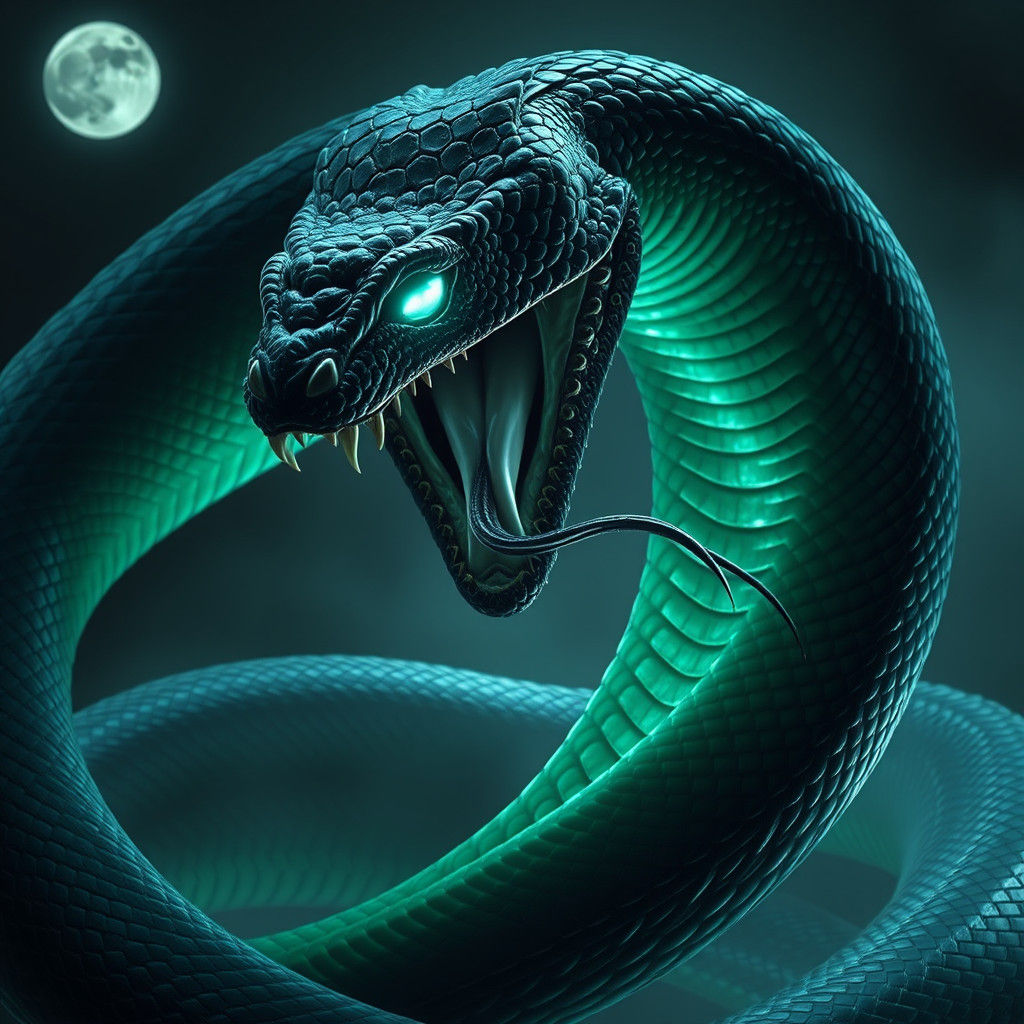 Majestic Serpent Ready to Strike in Ethereal Light