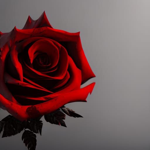 Red Rose with Dripping Blood: Detailed Matte Painting
