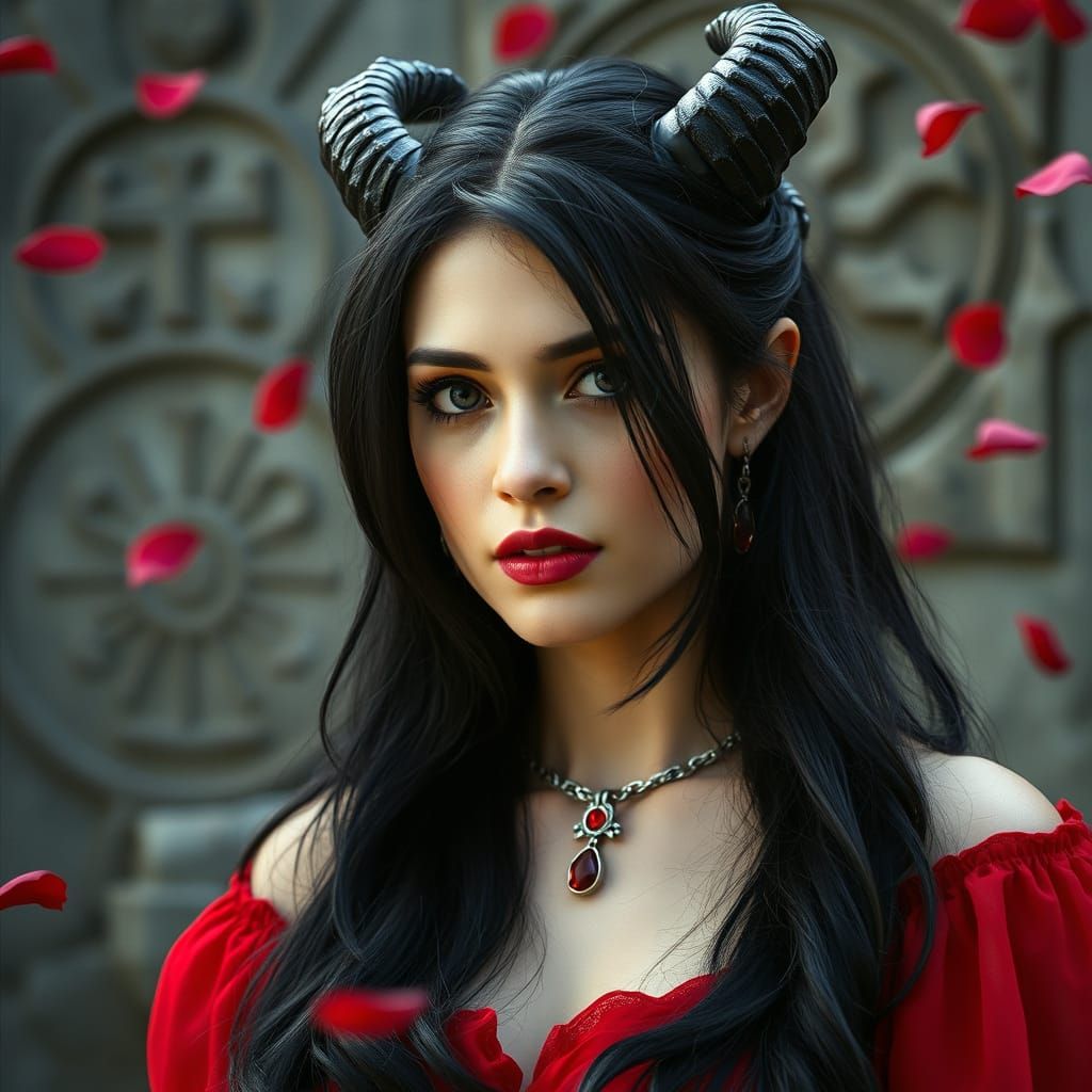 Dramatic Goddess with Mystic Symbols, Cinematic Film Still