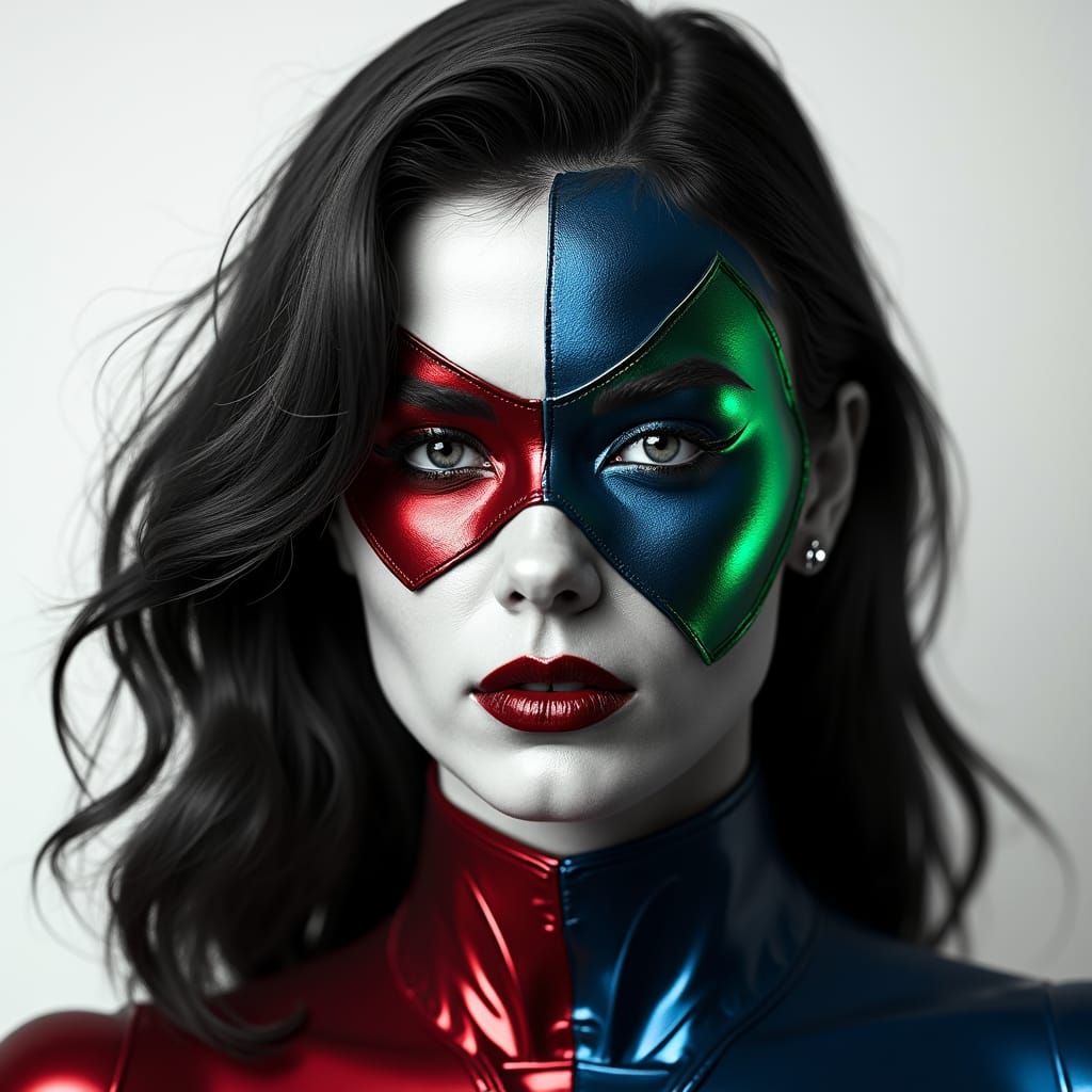 Pop Art Superhero Portrait with Metallic Accent