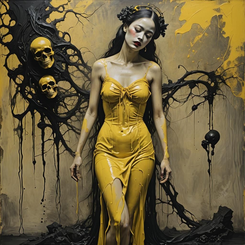 Ghostly Silhouette of Filipino Woman, Impasto Oil Painting