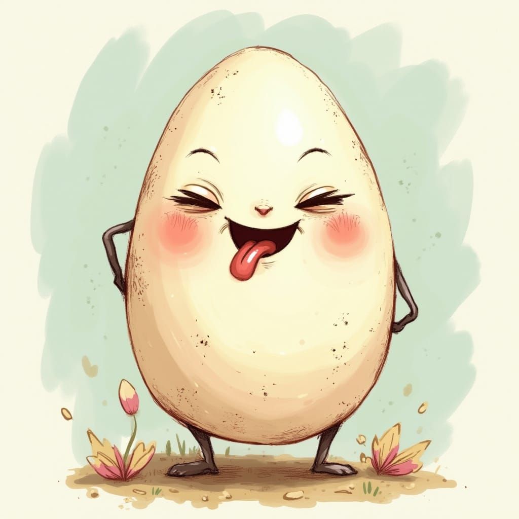 Cheeky Egg Sticking Tongue Out, Whimsical Art