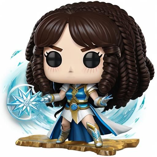 Funko Pop of a Young woman with long curly brown braided hai...