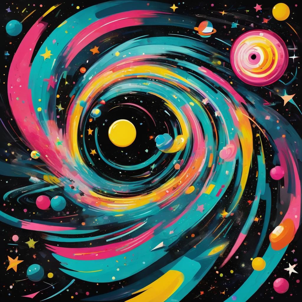 Smiling Black Hole Warps Space in Astro-Pop Art