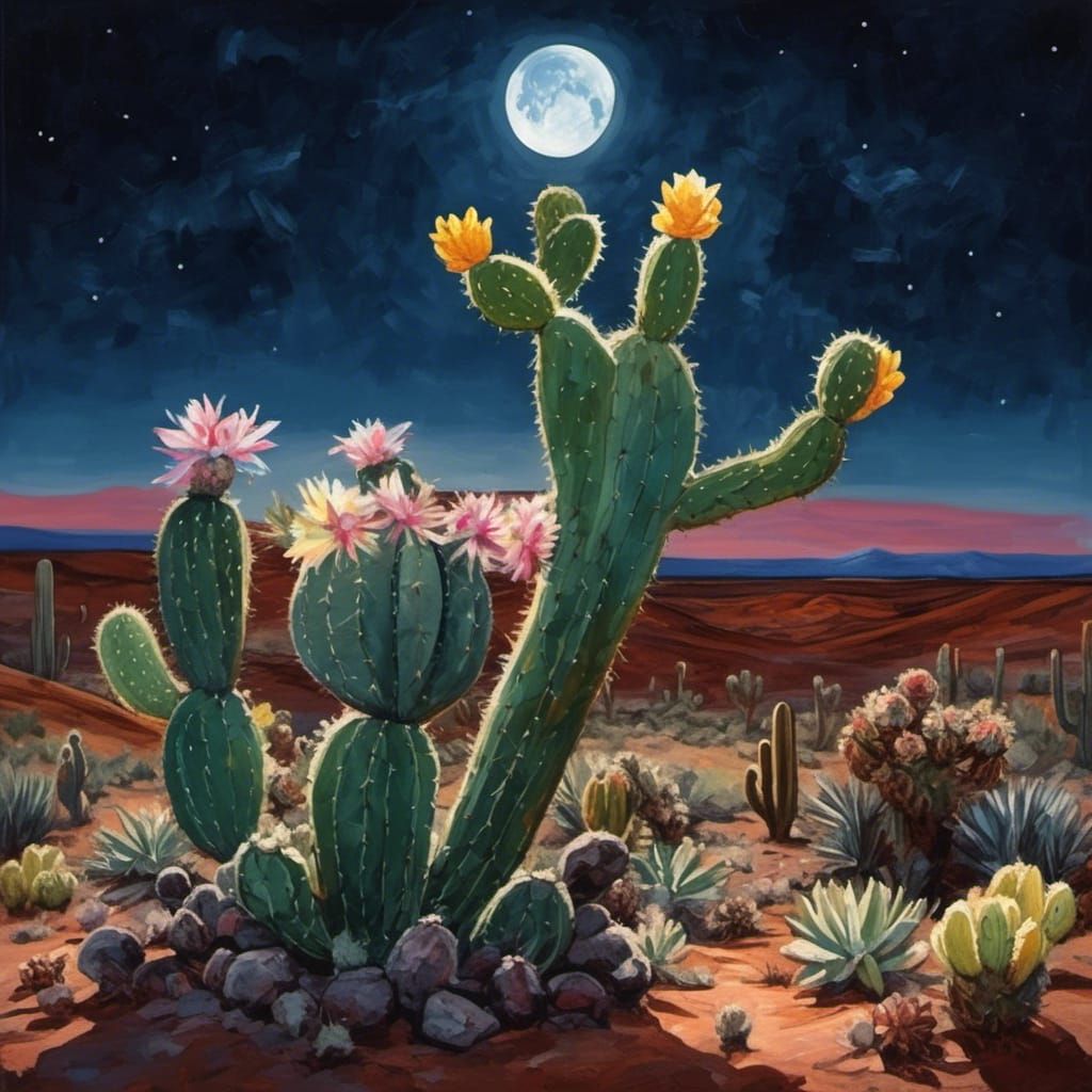 <lora:Dark Beauty :1.0>  A beautiful cactus with flowering b...