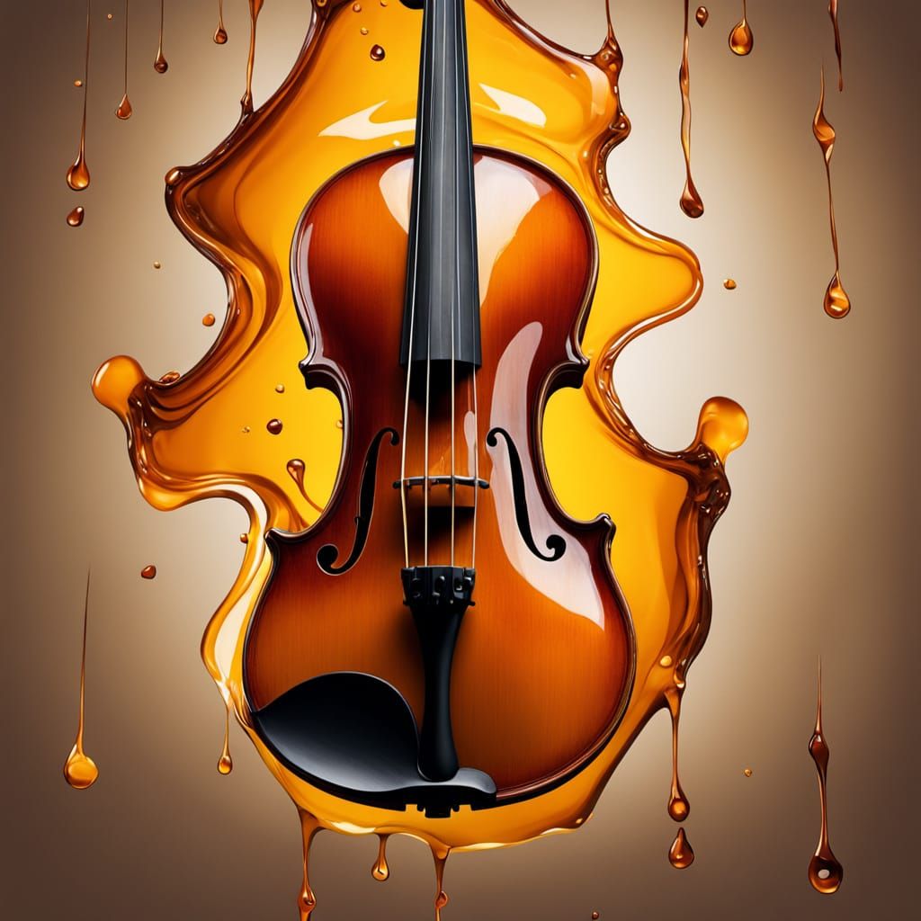Surreal Melting Violin in Salvador Dali Style