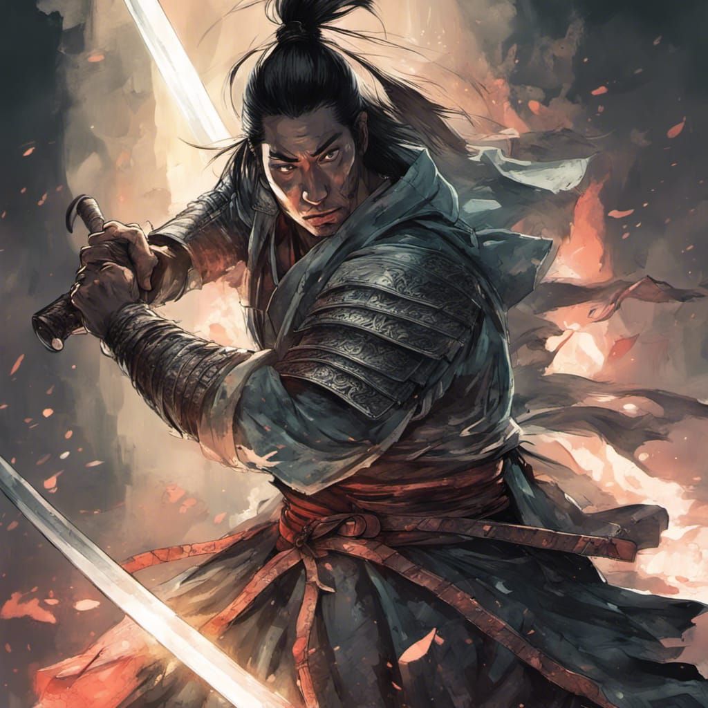 Fantasy Samurai Warrior with Glowing Katana