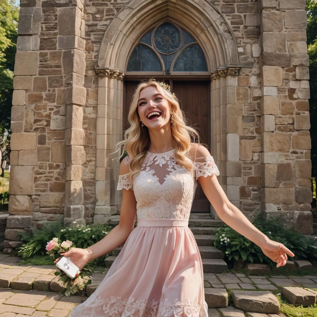 Girl Crossdressing in Pink Dress, Renaissance Style