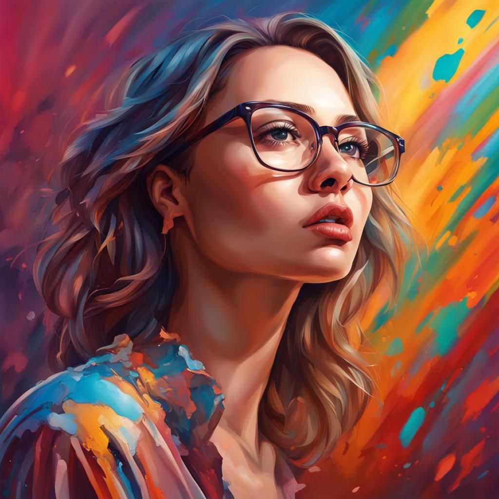 Hyperrealistic Portrait of Woman with Glasses