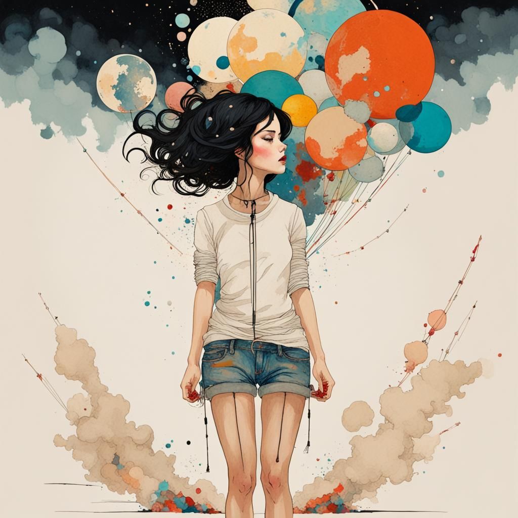 Ethereal Rocket Launch in Watercolor Style