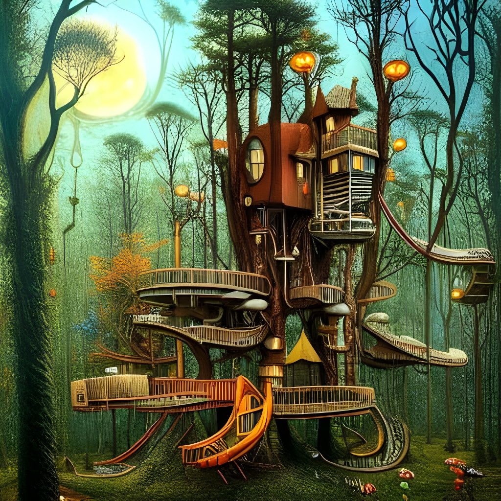 Haunted Treehouse with Slides: A Digital Masterpiece