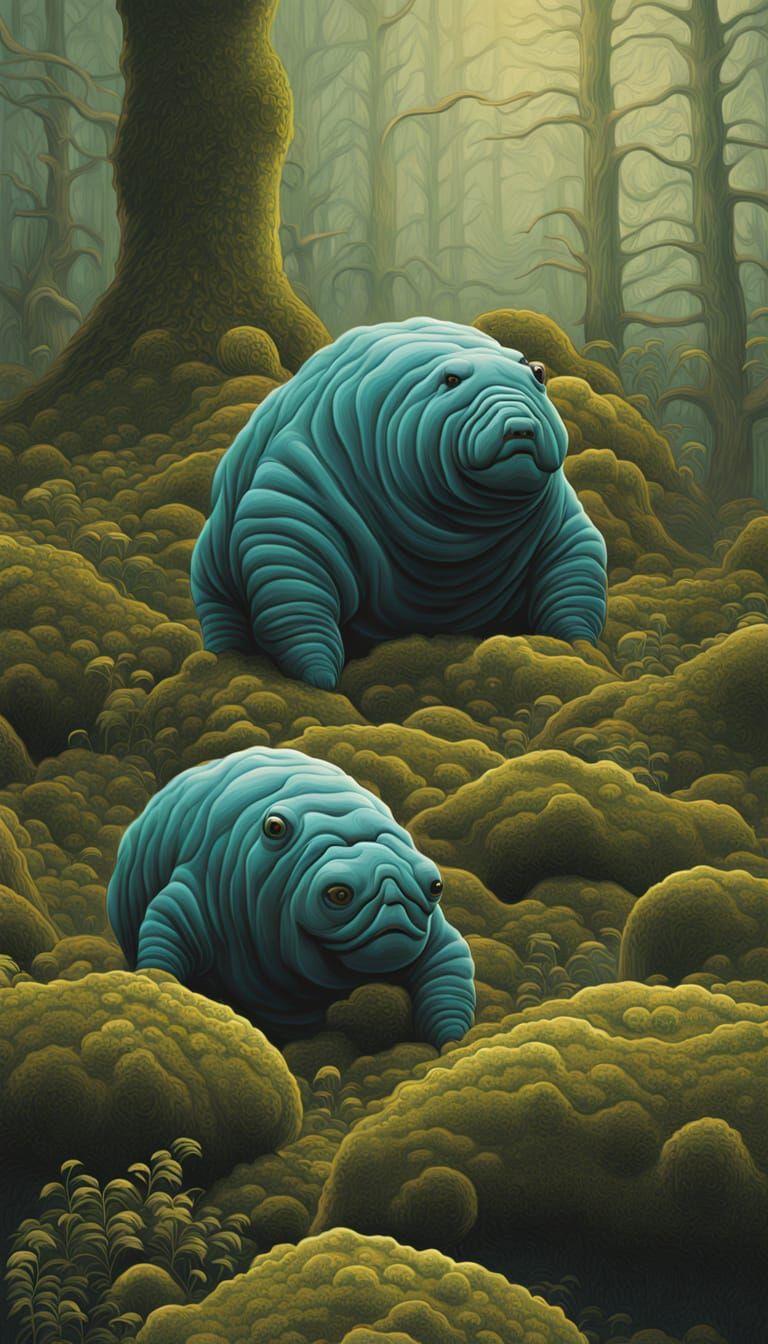 Giant Tardigrades Explore Mossy Landscape in Surreal Cosmic ...